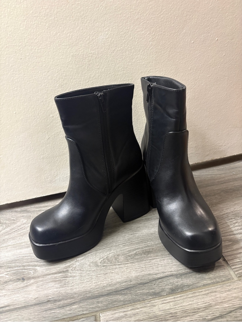 Wild Pair Black Platform Ankle Boots - Women's Fashion Heels